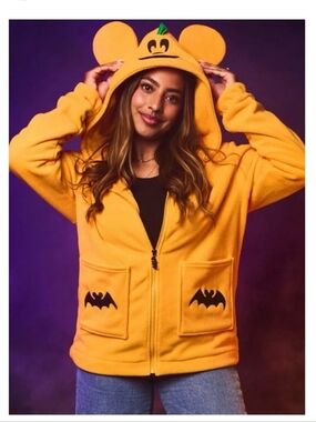 Cakeworthy Disney Halloween Fleece Hoodie Jacket with Bat Pocket